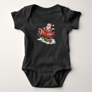 Christmas Santa Claus Pilot Flying Aeroplane Gift Baby Bodysuit
