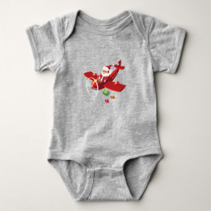 Christmas Santa Claus Pilot Flying Aeroplane Gift Baby Bodysuit