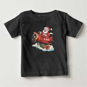 Christmas Santa Claus Pilot Flying Aeroplane Gift Baby T-Shirt