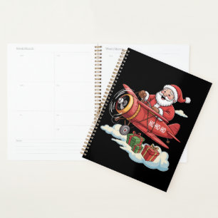 Christmas Santa Claus Pilot Flying Aeroplane Gift Planner