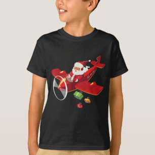 Christmas Santa Claus Pilot Flying Airplane T-Shirt