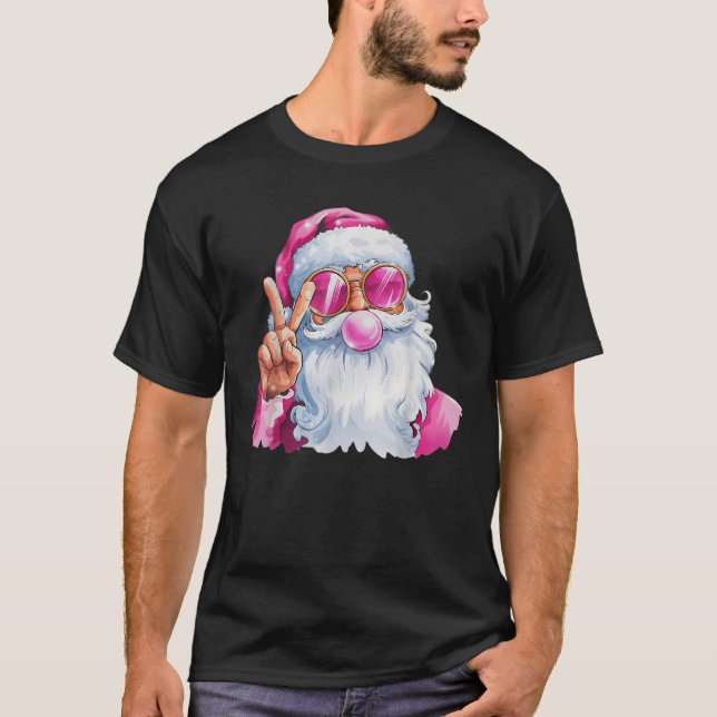 Christmas Santa Claus Pink Bubble Gum  T-Shirt (Front)