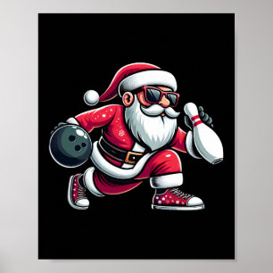 Christmas Santa Claus Play A Bowling Funny Boys Ki Poster