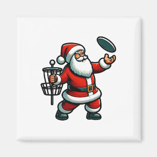 Christmas Santa Claus Playing Disc Golf Pajama Xma Magnet