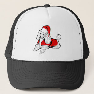 christmas santa claus poodle trucker hat