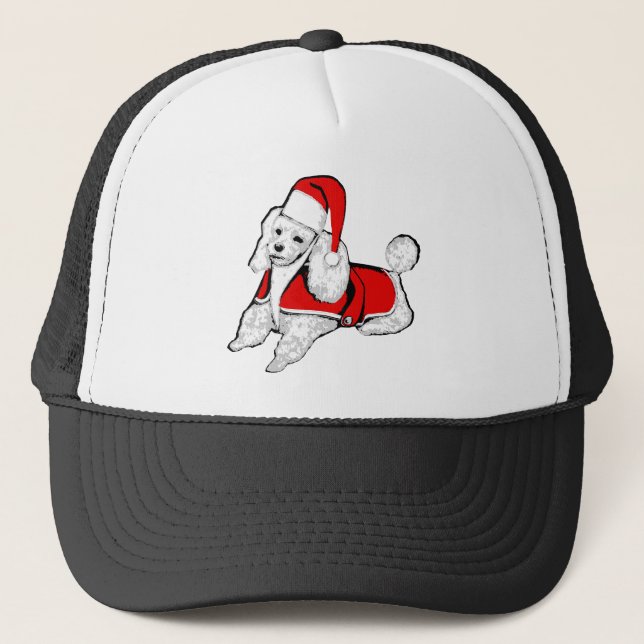 christmas santa claus poodle trucker hat (Front)