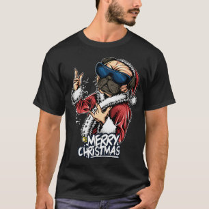 christmas santa claus pug wearing sunglasses chris T-Shirt