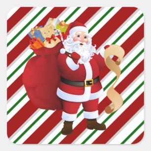 Christmas Santa Claus Red and White Envelope Seals