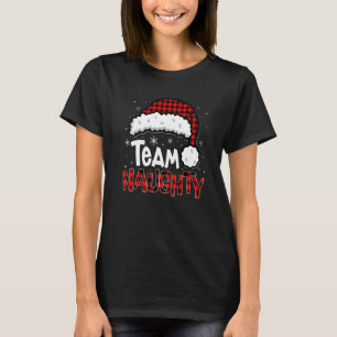 Christmas Santa Claus Red plaid Team Naughty T-Shirt