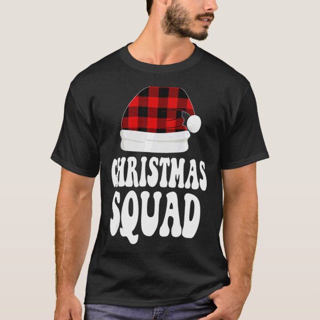 Christmas Santa Claus Red Plaid Xmas Christmas Squ T-Shirt (Front)