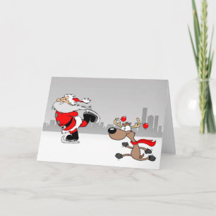 Christmas Santa Claus & Reindeer Card