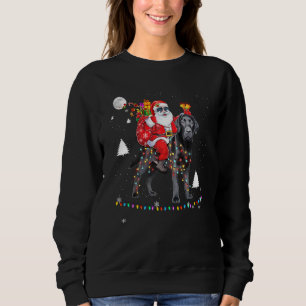 Christmas Santa Claus Riding Black Lab Lights Xmas Sweatshirt