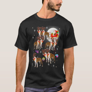Christmas Santa Claus Riding Boston Terrier Xmas P T-Shirt