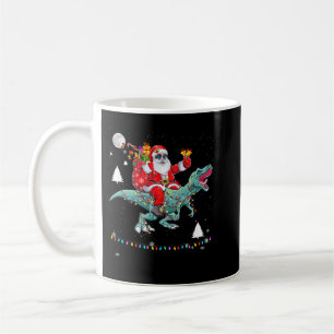 Christmas Santa Claus Riding Dinosaur Lights Xmas Coffee Mug