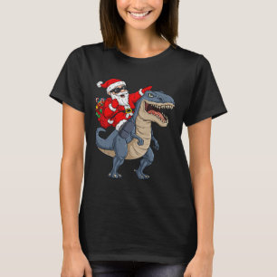 Christmas Santa Claus Riding Dinosaur T Rex Boys K T-Shirt