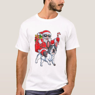 Christmas Santa Claus Riding French Bulldog Xmas B T-Shirt