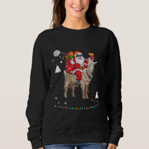 Christmas Santa Claus Riding Goat Lights Xmas Holi Sweatshirt