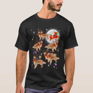 Christmas Santa Claus Riding Golden Retriever Xmas T-Shirt