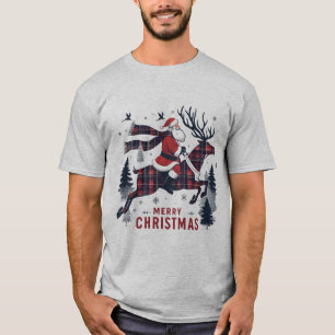 Christmas Santa Claus riding his reindeer T-Shirt
