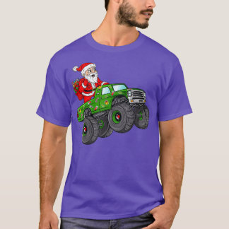 Christmas Santa Claus Riding In Monster Truck Boys T-Shirt