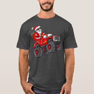 Christmas Santa Claus Riding Monster Truck Boys Ki T-Shirt