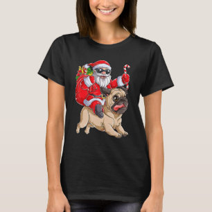 Christmas Santa Claus Riding Pug Xmas Boys Men Pug T-Shirt