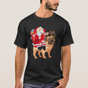 Christmas Santa Claus Riding Pug Xmas Boys Men Pug T-Shirt