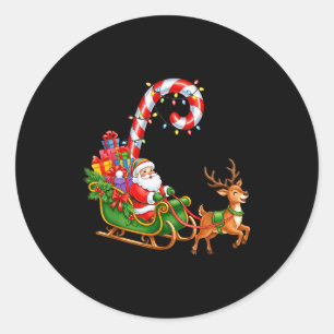Christmas Santa Claus Riding Reindeer Lights Men W Classic Round Sticker