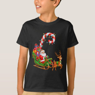 Christmas Santa Claus Riding Reindeer Lights Men W T-Shirt