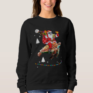 Christmas Santa Claus Riding Sea Turtle Lights Xma Sweatshirt