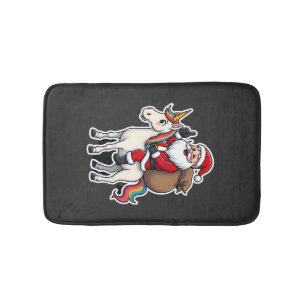 Christmas Santa Claus Riding Unicorn - Xmas Girls Bath Mat