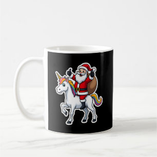 Christmas Santa Claus Riding Unicorn - Xmas Girls Coffee Mug