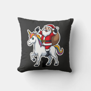 Christmas Santa Claus Riding Unicorn - Xmas Girls  Cushion
