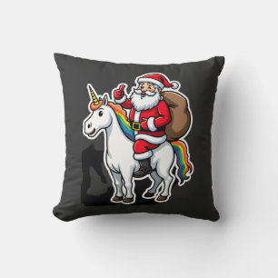 Christmas Santa Claus Riding Unicorn - Xmas Girls  Cushion