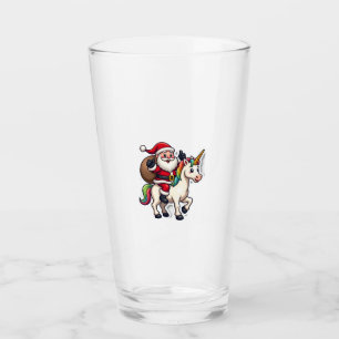 Christmas Santa Claus Riding Unicorn - Xmas Girls  Glass