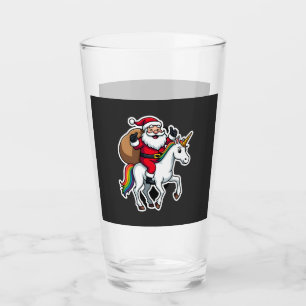 Christmas Santa Claus Riding Unicorn - Xmas Girls Glass