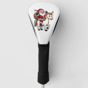 Christmas Santa Claus Riding Unicorn - Xmas Girls Golf Head Cover