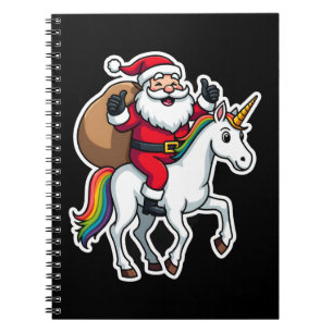 Christmas Santa Claus Riding Unicorn - Xmas Girls  Notebook
