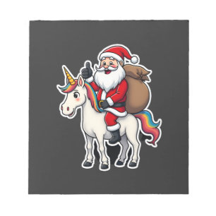 Christmas Santa Claus Riding Unicorn - Xmas Girls  Notepad