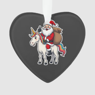 Christmas Santa Claus Riding Unicorn - Xmas Girls Ornament