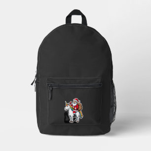 Christmas Santa Claus Riding Unicorn - Xmas Girls Printed Backpack