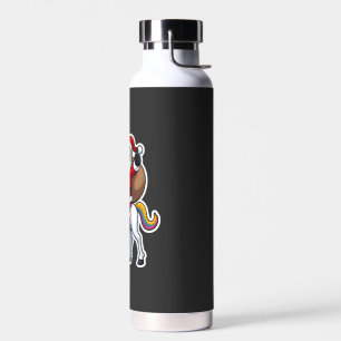 Christmas Santa Claus Riding Unicorn - Xmas Girls  Water Bottle