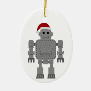 christmas santa claus robot ceramic ornament
