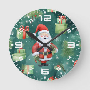 Christmas Santa Claus Seamless Pattern-82909 Round Clock