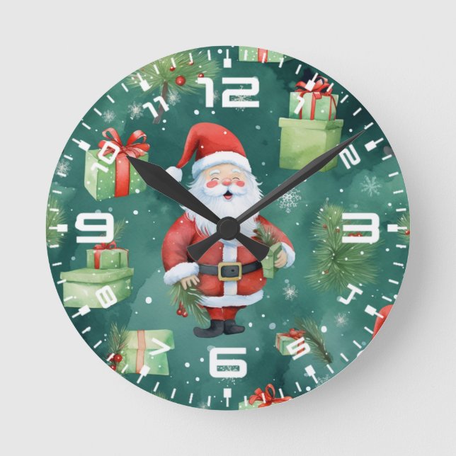 Christmas Santa Claus Seamless Pattern-82909 Round Clock (Front)