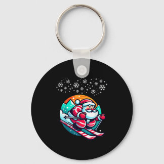Christmas Santa Claus Skiing Slope Ski Hut Funny  Key Ring