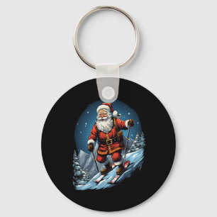 Christmas Santa Claus Skiing Xmas Ski Skier Key Ring