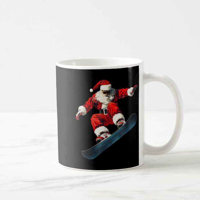 Christmas Santa Claus Snowboard Snowboarding Snowb Coffee Mug (Right)