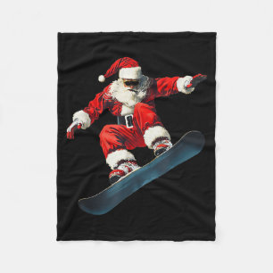 Christmas Santa Claus Snowboard Snowboarding Snowb Fleece Blanket
