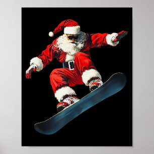 Christmas Santa Claus Snowboard Snowboarding Snowb Poster